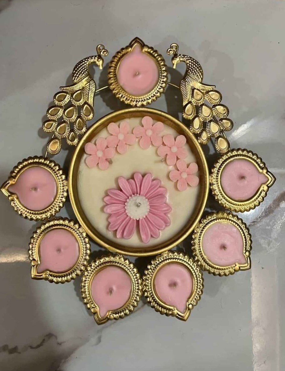 Peacock Pink Wax Urli  Candle